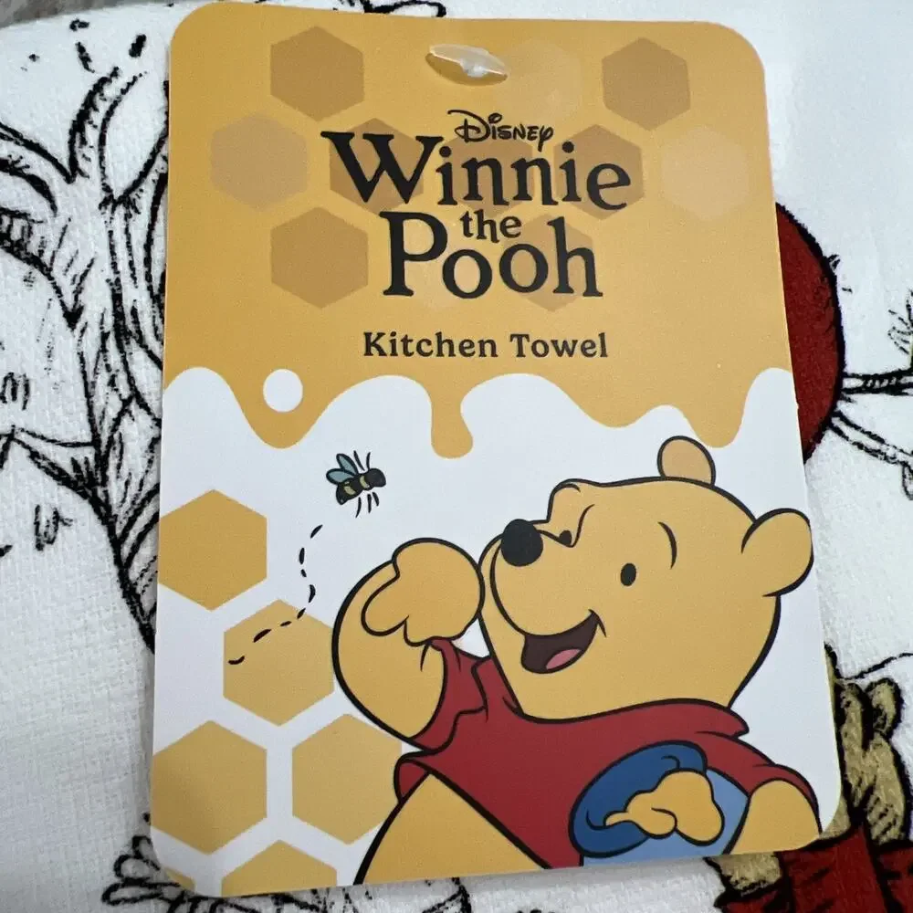Disney Two Winnie-the-Pooh Kitchen Towels New 16X26 Cotton 2025 Yellow and White